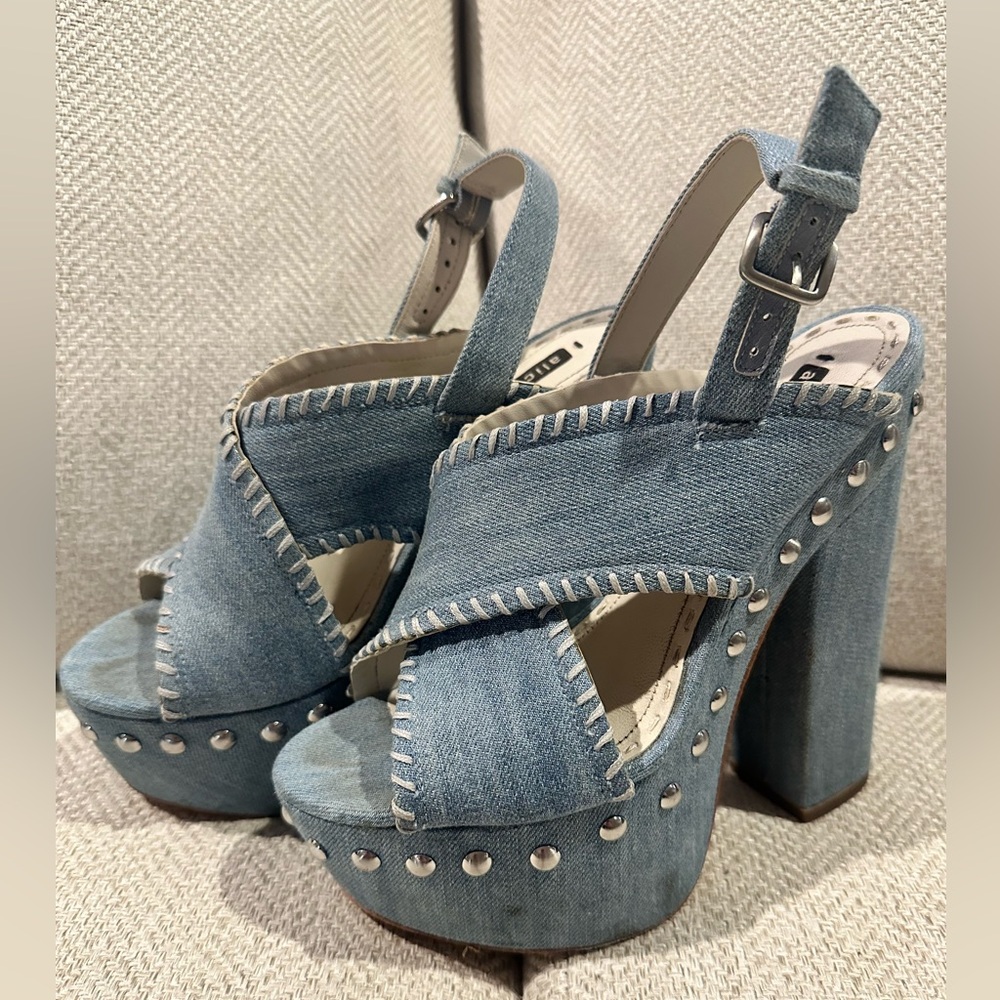 Alice and Olivia Denim Platform Heels